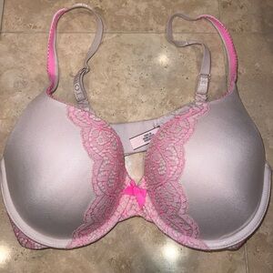 Victoria's Secret PINK Lace Detail Bow Push Up Bra Size 32 D